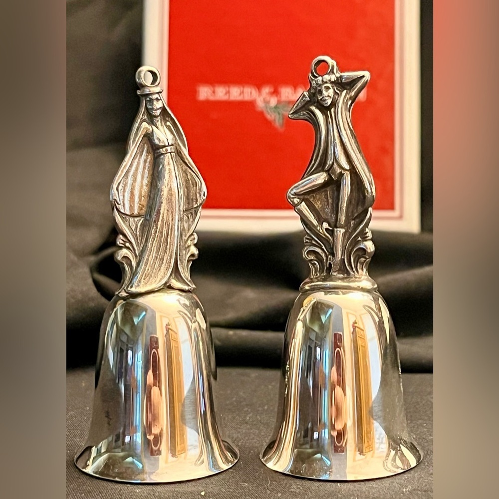 Vintage Reed & Barton Silverplate 12 Days of Christmas Bell Ornaments 9 & 10 Set